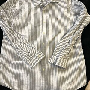 Ralph Lauren Men's gray and White Striped Shirt